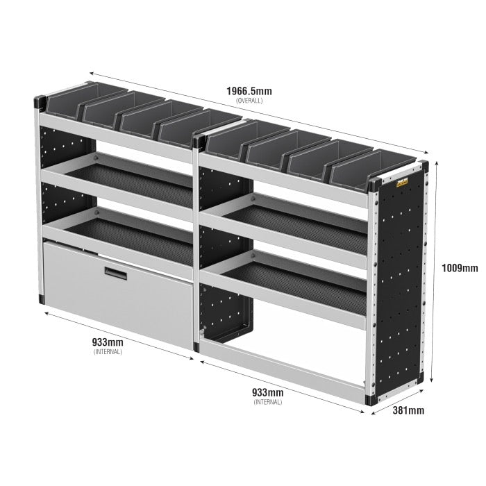 Silver Van Racking – Ford Transit Custom SWB (2023+) – Drivers Side